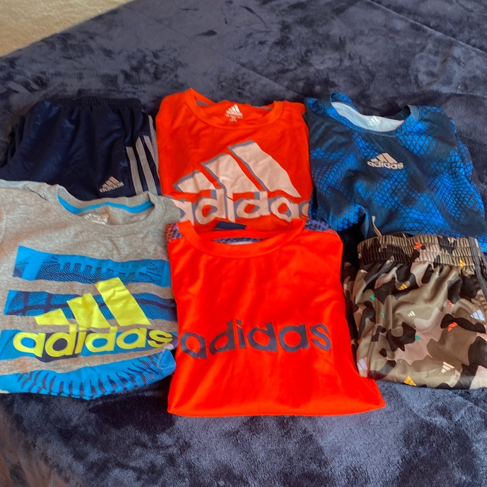 Adidas bundle Kids' Vibrant Graphic Tees - Orange, Blue, Gray